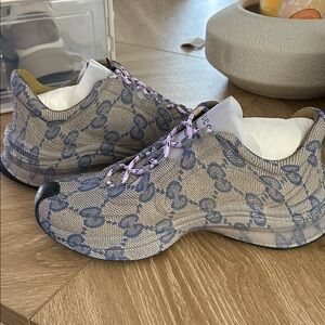 Gucci GG Women's Running Sneakers in Blue and Beige